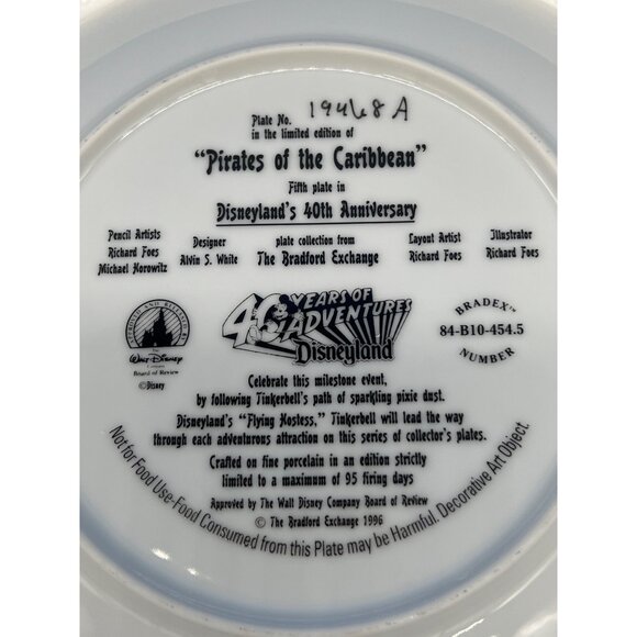 Disneyland 40th Anniversary Pirates Of The Caribbean Plate Bradford Exchange - Picture 4 of 7